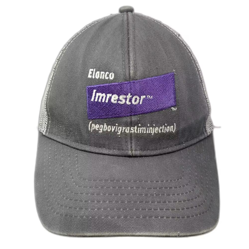 Elanco Imrestor Trucker Hat Gray White OS Snapback Embroidered Pharma Adjustable